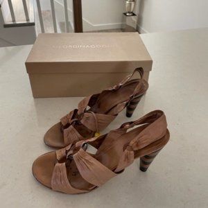 Georgina Goodman Tan Sandals Striped Heels. 41 EU